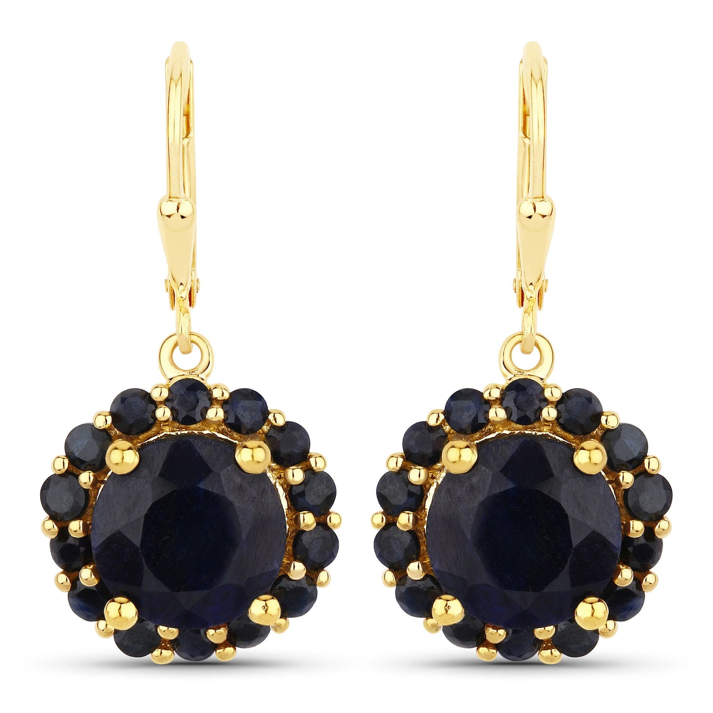 11.37 Carat Dyed Sapphire and Blue Sapphire .925 Sterling Silver Earrings