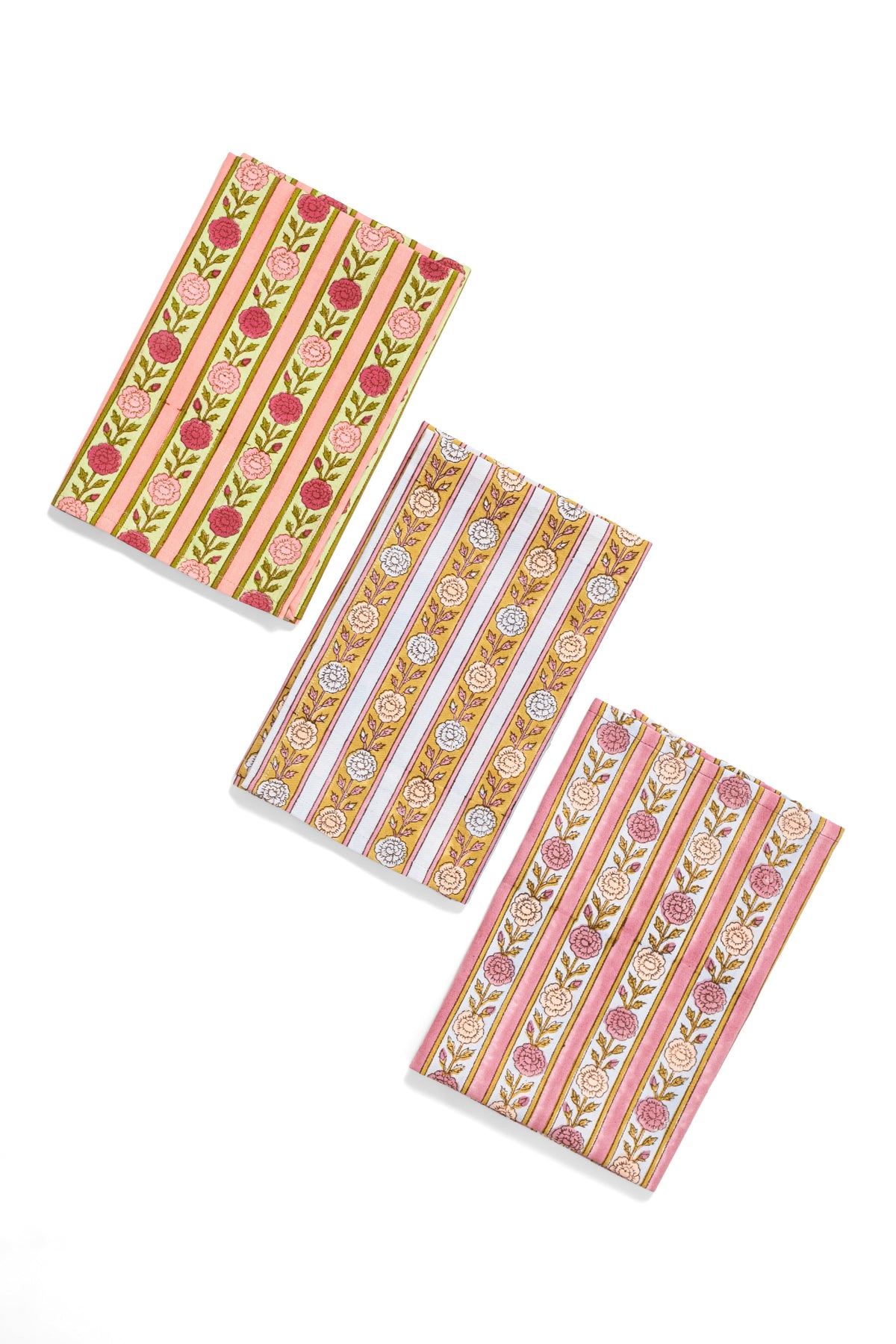 Vintage Floral Stripe Napkins, Set of 4