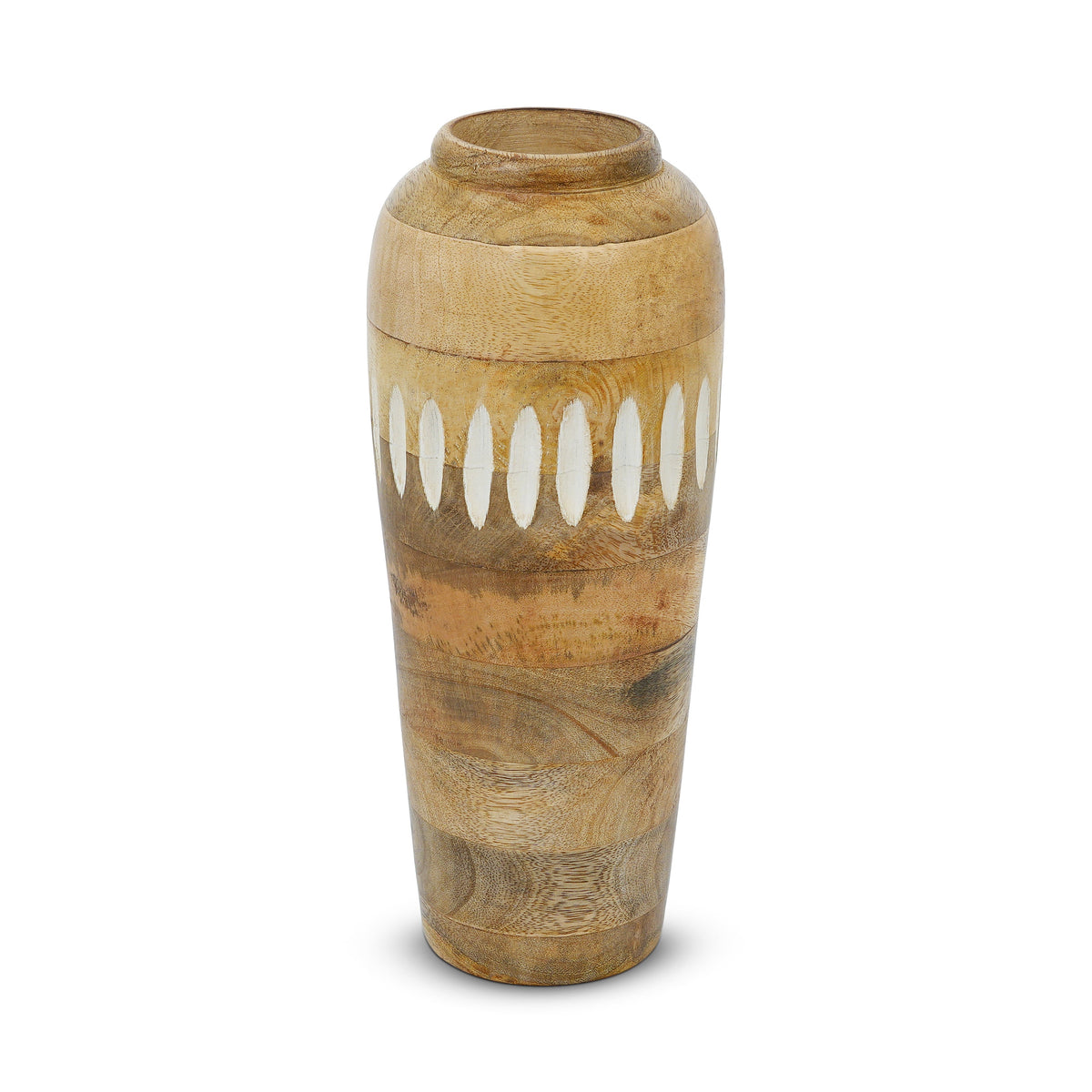 Rajiv 12 inches Mangowood Vase, Rustic Natural Brown Finish