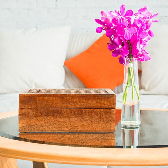 Medium Polish Trellis Decorative Wooden Handmade Box (X-Large)