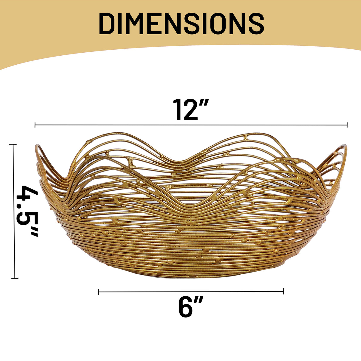 Gurez Valley Metal Fruit Bowl - Gold