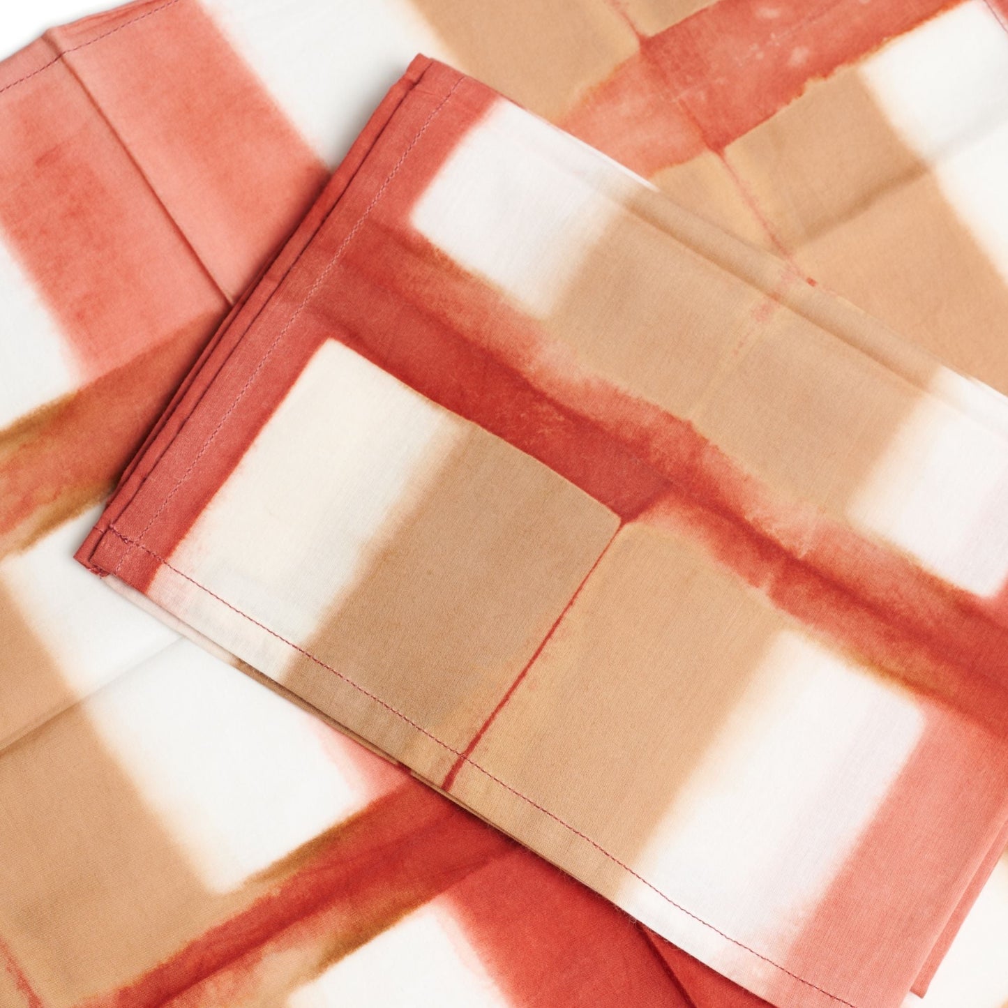 Chowk Red Cotton Hand Clamp Dye Artisanal Table Napkin ( set of 4 )