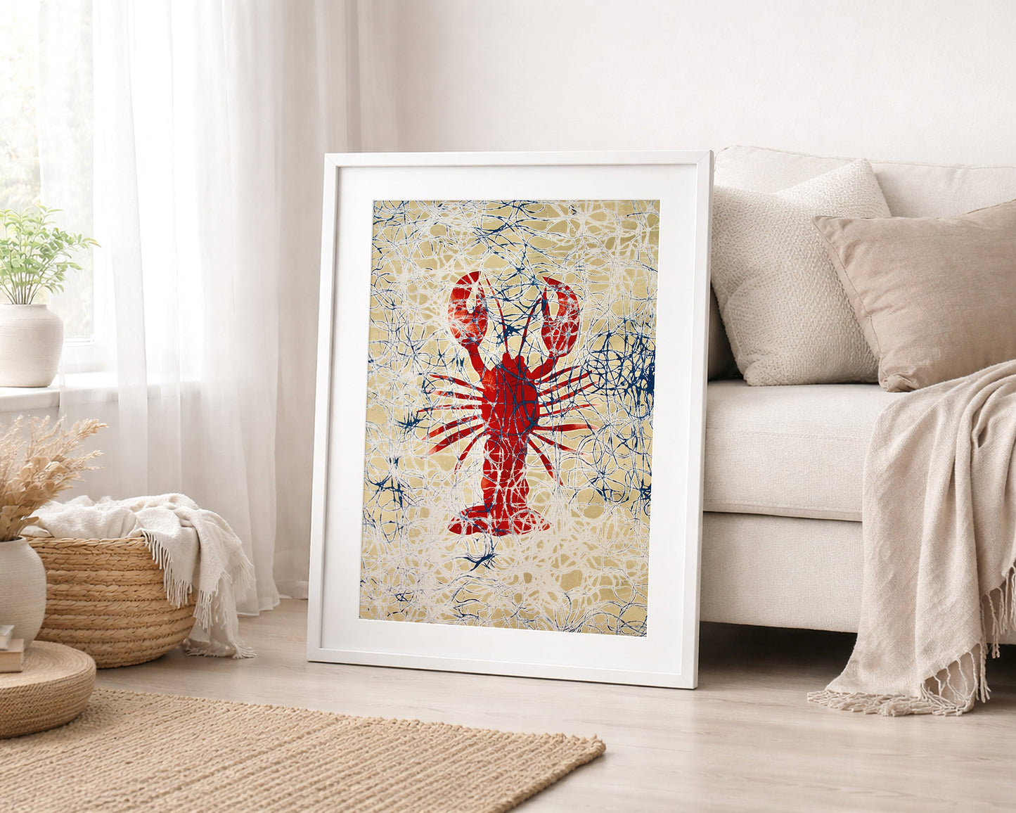 Golden Lobster Large Framed Print