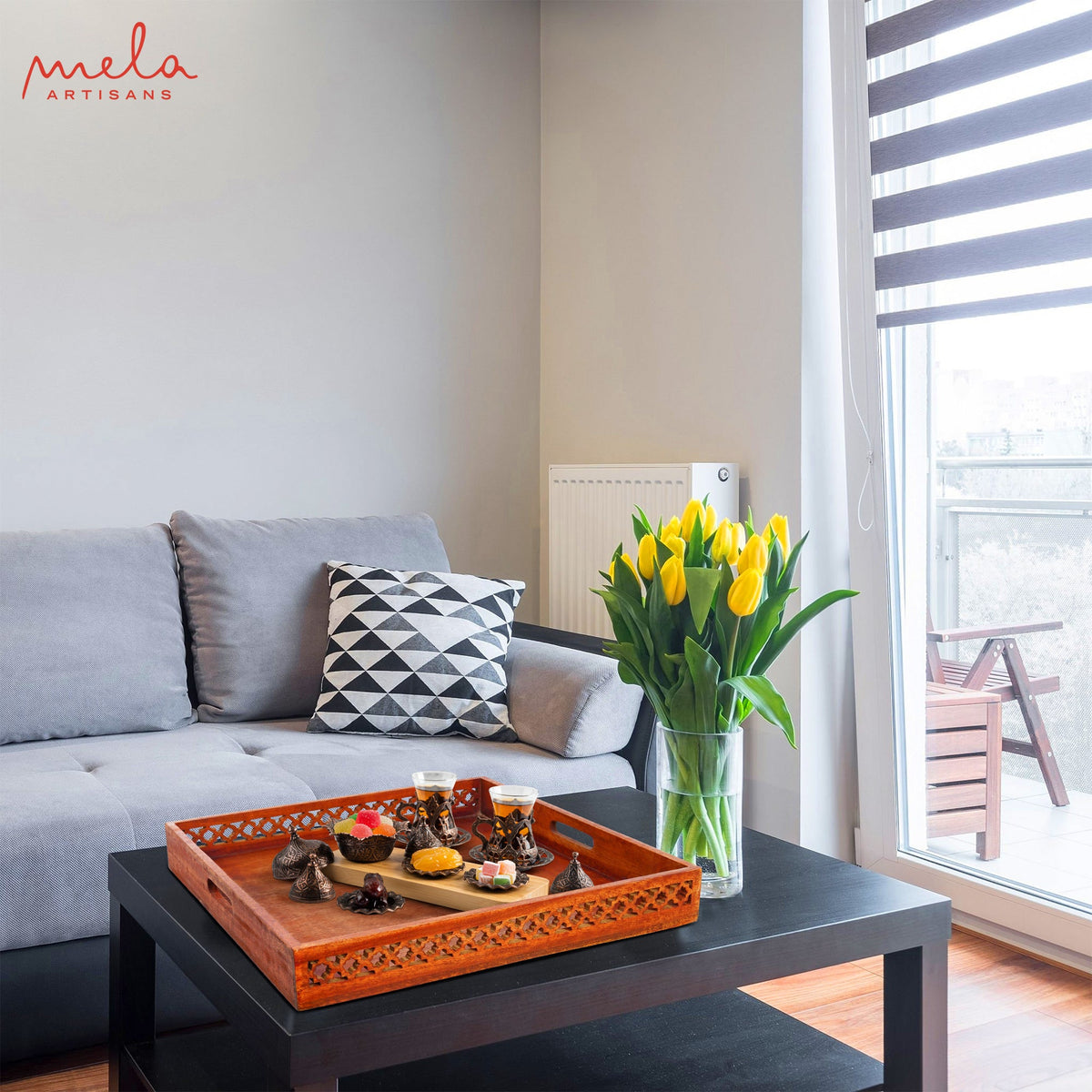 Trellis Rustic Ottoman Trays