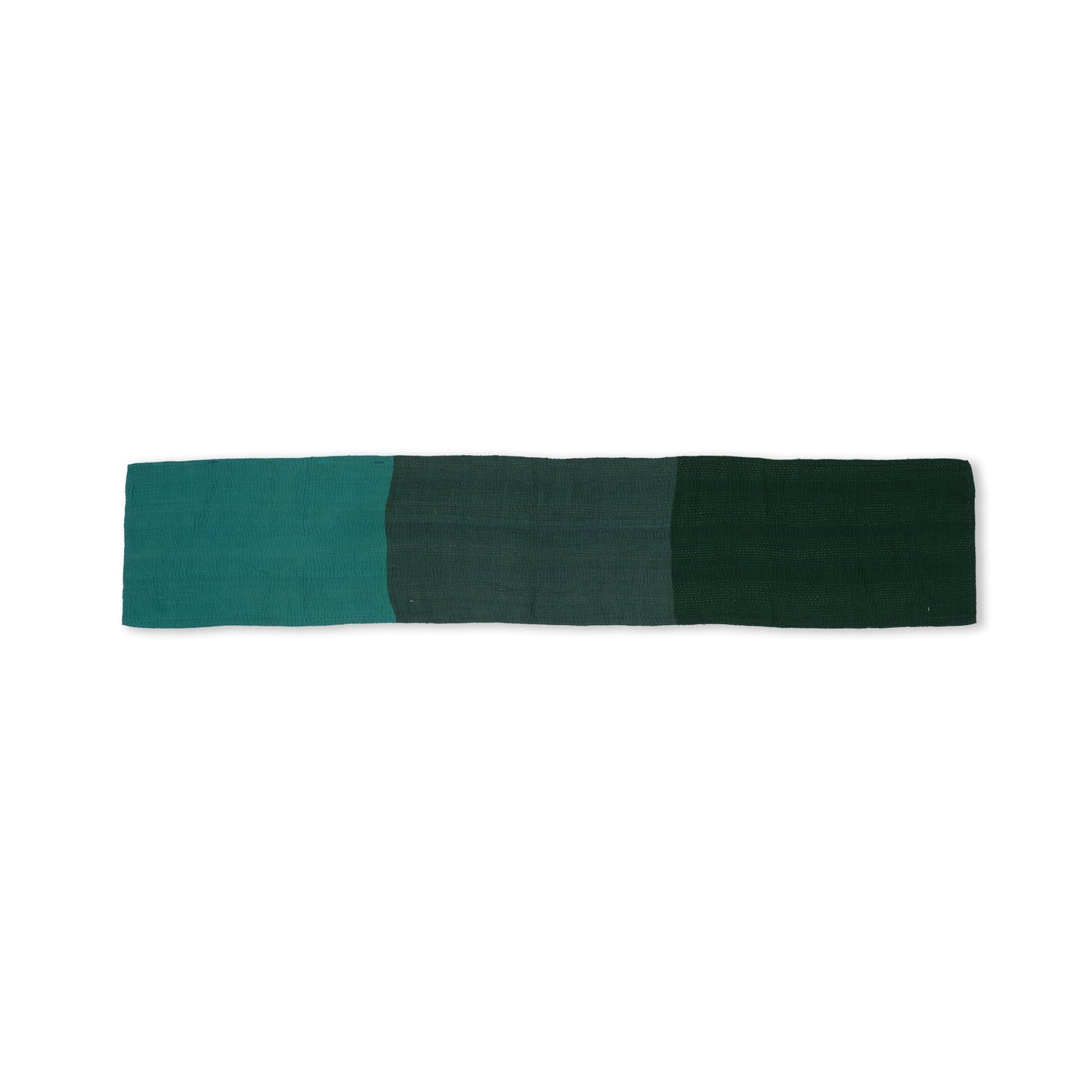 Landscape Fray Patch vintage Kantha Runner - Green