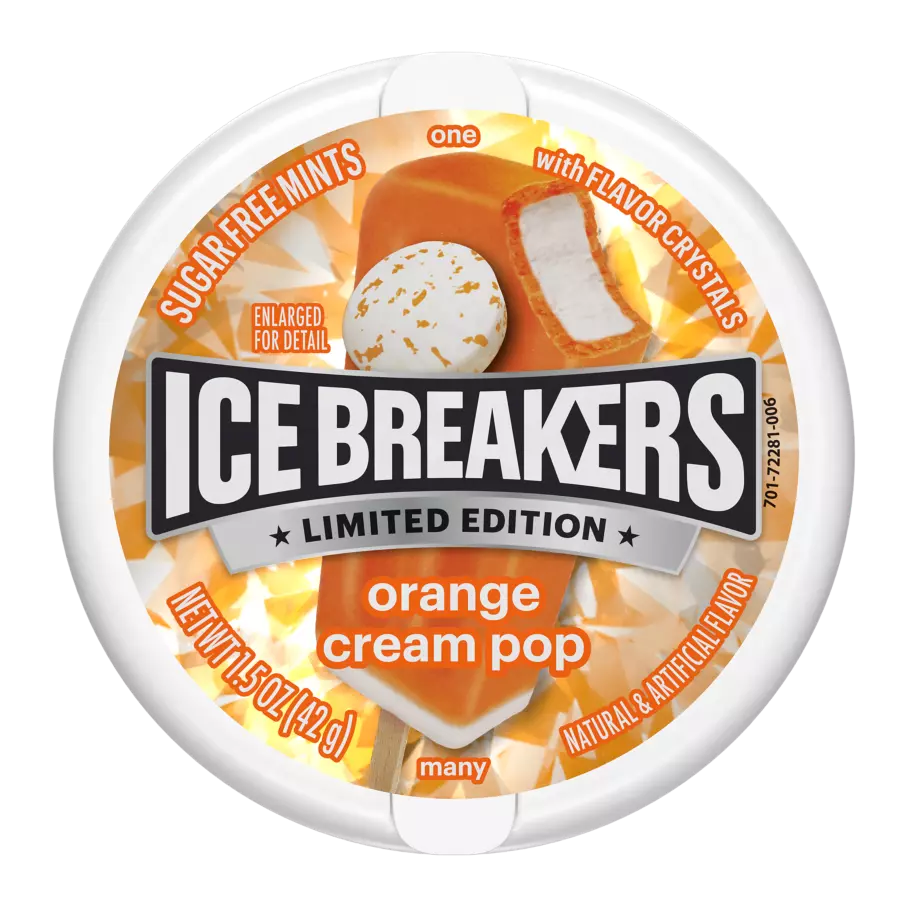 Ice Breakers Orange Cream Pop Limited Edition Sugar Free Mints 1.5 Oz