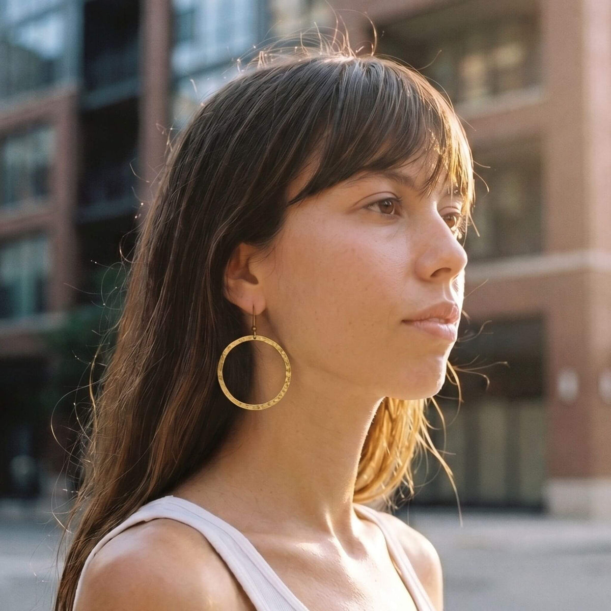 Circle Brass Hoop Earrings for Women | Sura