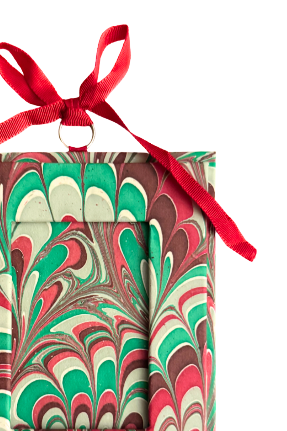 Holiday Picture Frame Ornament in Festive Marble