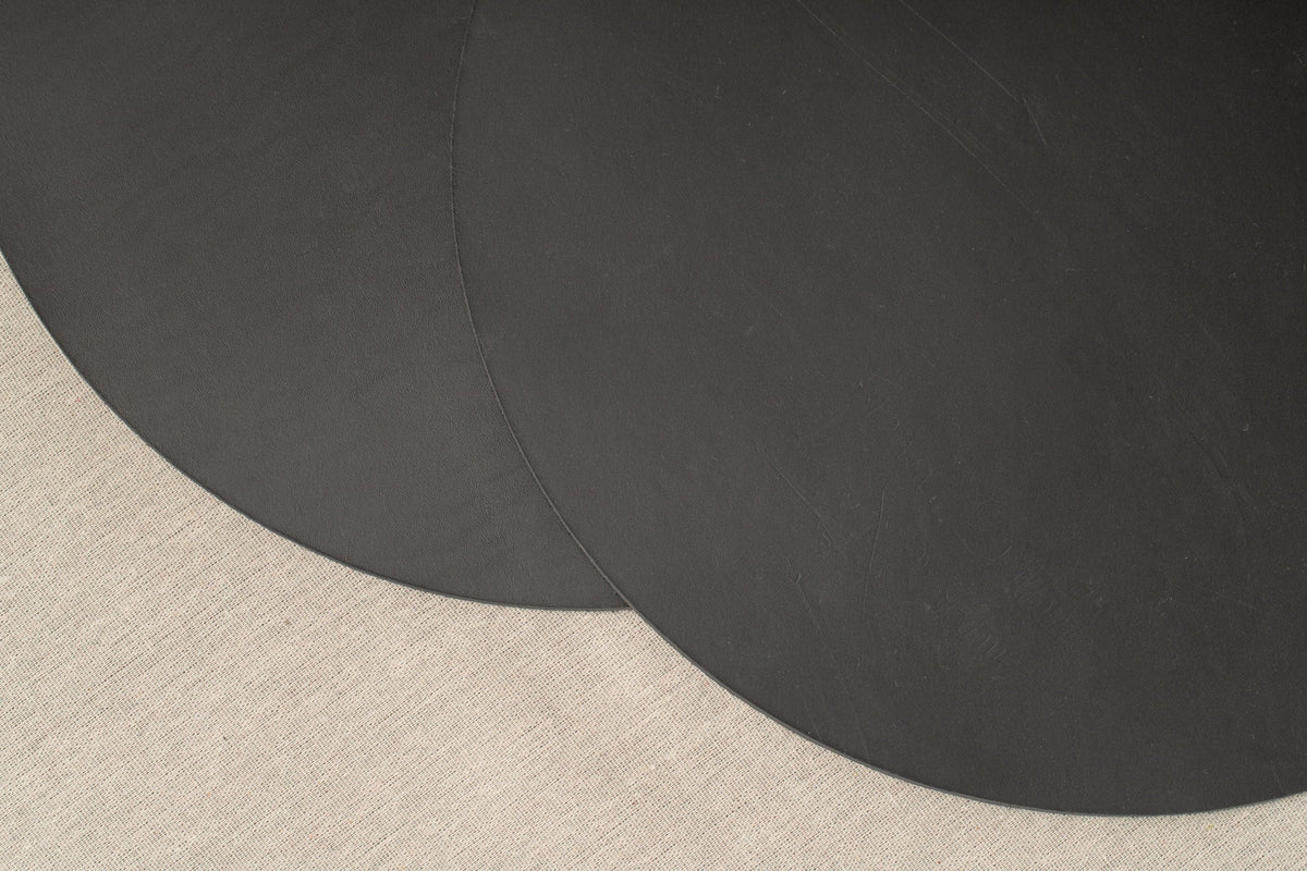 Round Placemat Pair in black leather