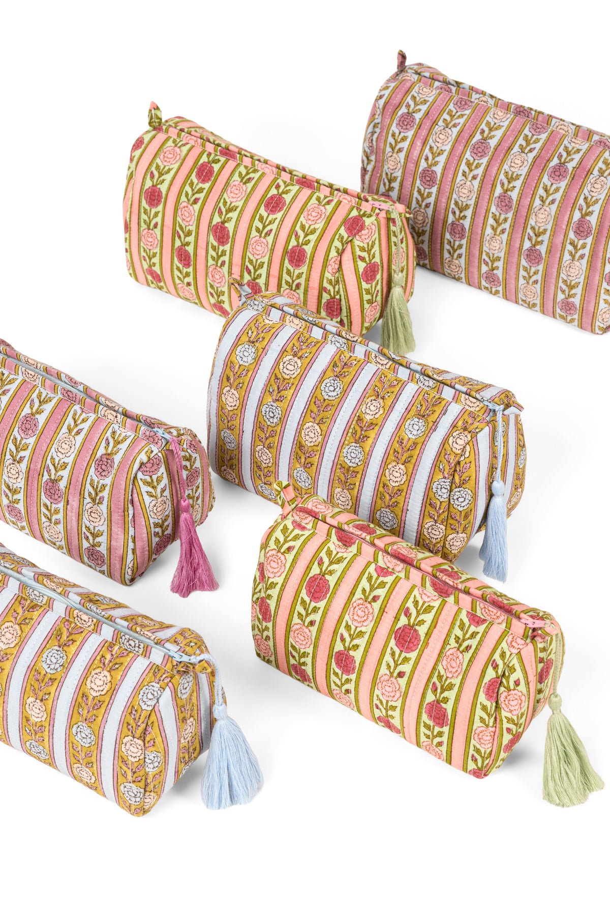 Vintage Floral Stripes Makeup Bag