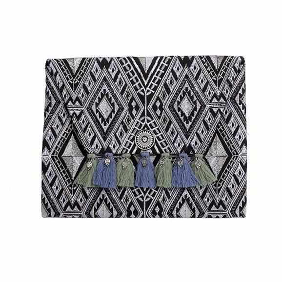 Geometric Clutch Bag With Tassels - Thailand