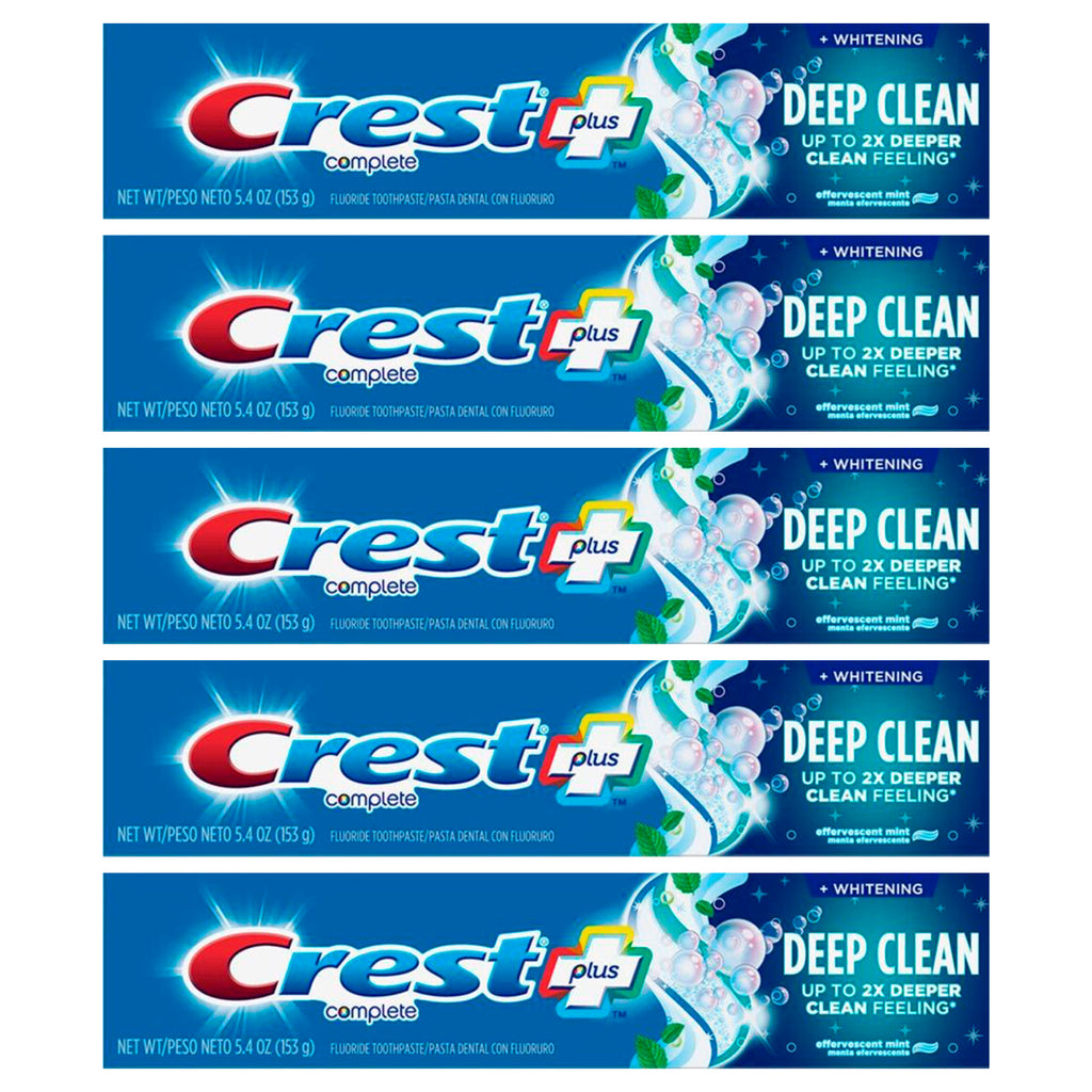 Crest Complete Whitening Fluoride Toothpaste Plus Deep Clean Effervescent Mint, 5.4 Oz