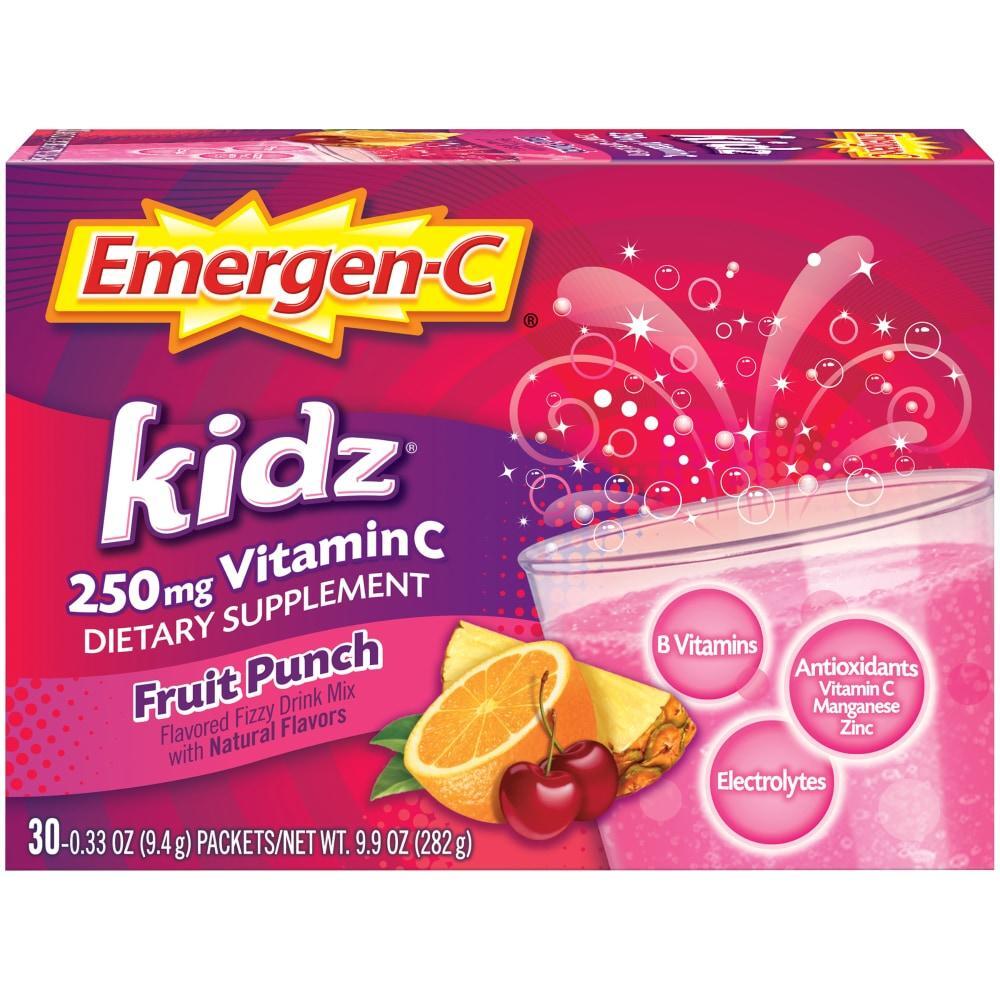 Emergen-C Alacer - Kidz Vitamin Fizzy Drink Mix Fruit Punch - 250 Mg - 30 Packets