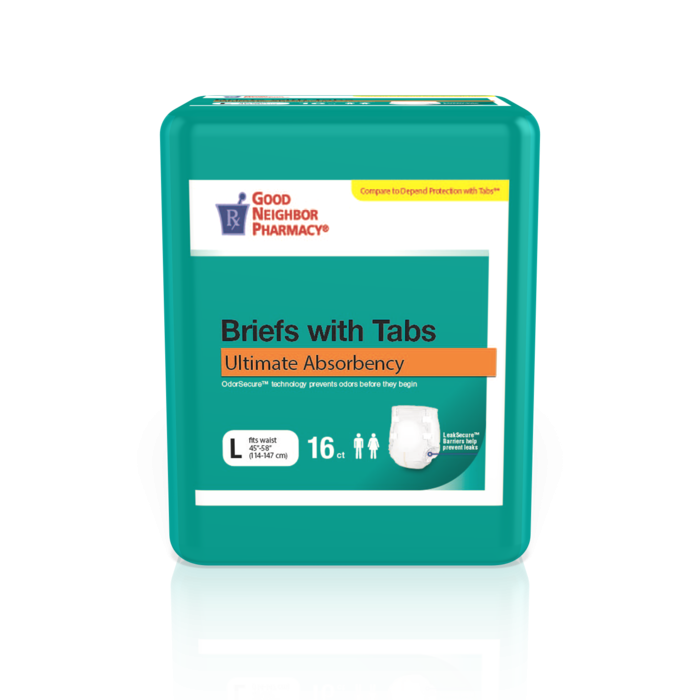 GNP ULTIMATE ADULT BRIEFS, LARGE, WITH TABS, 64 COUNT (4 X 16)