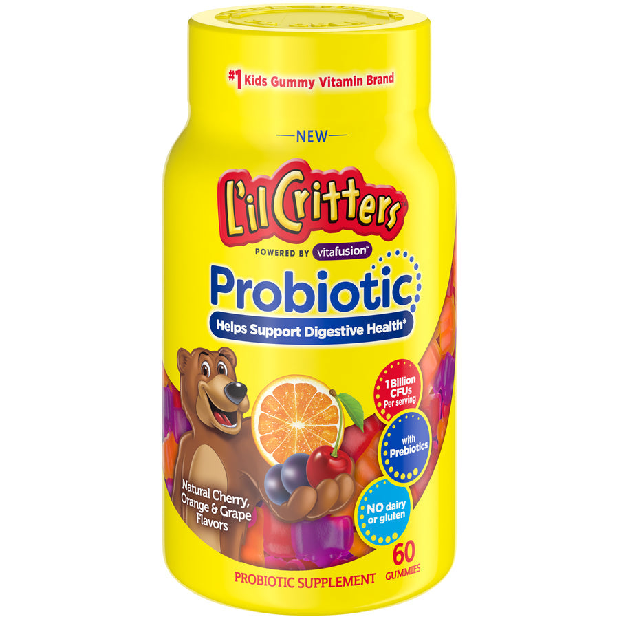 L'il Critters Probiotic Gummies, Cherry, Orange & Grape