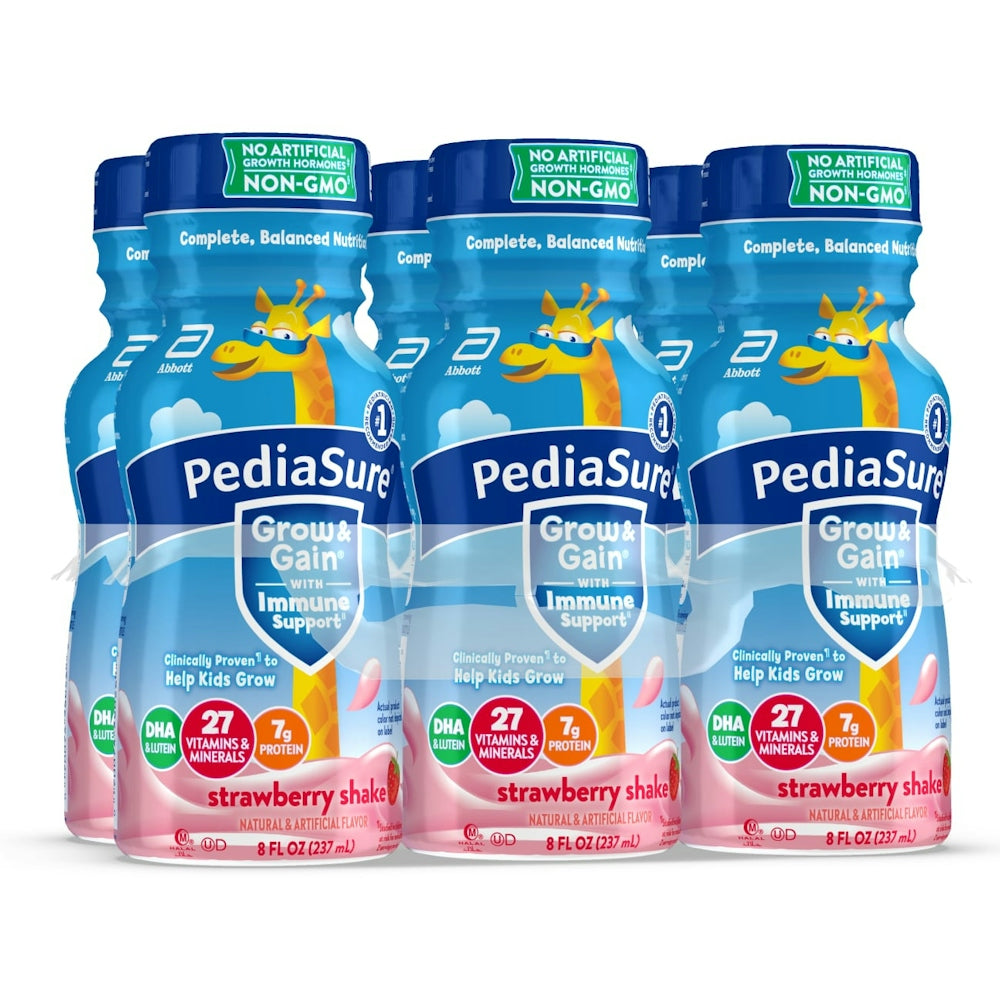 PediaSure Food & Beverage Grow & Gain Kids' Nutritional Shake Strawberry 6 8 Fl Oz Bottles