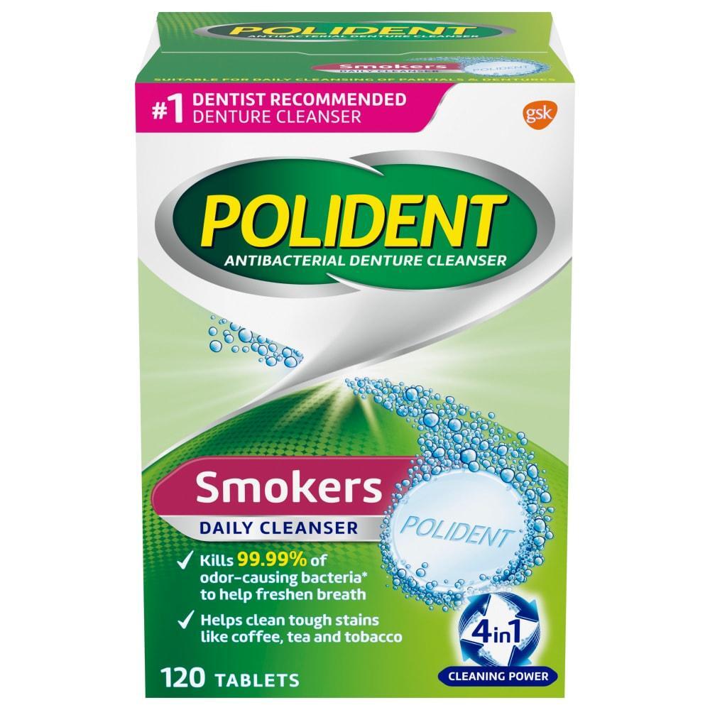 Polident Smokers Antibacterial Denture Cleanser Effervescent Tablets