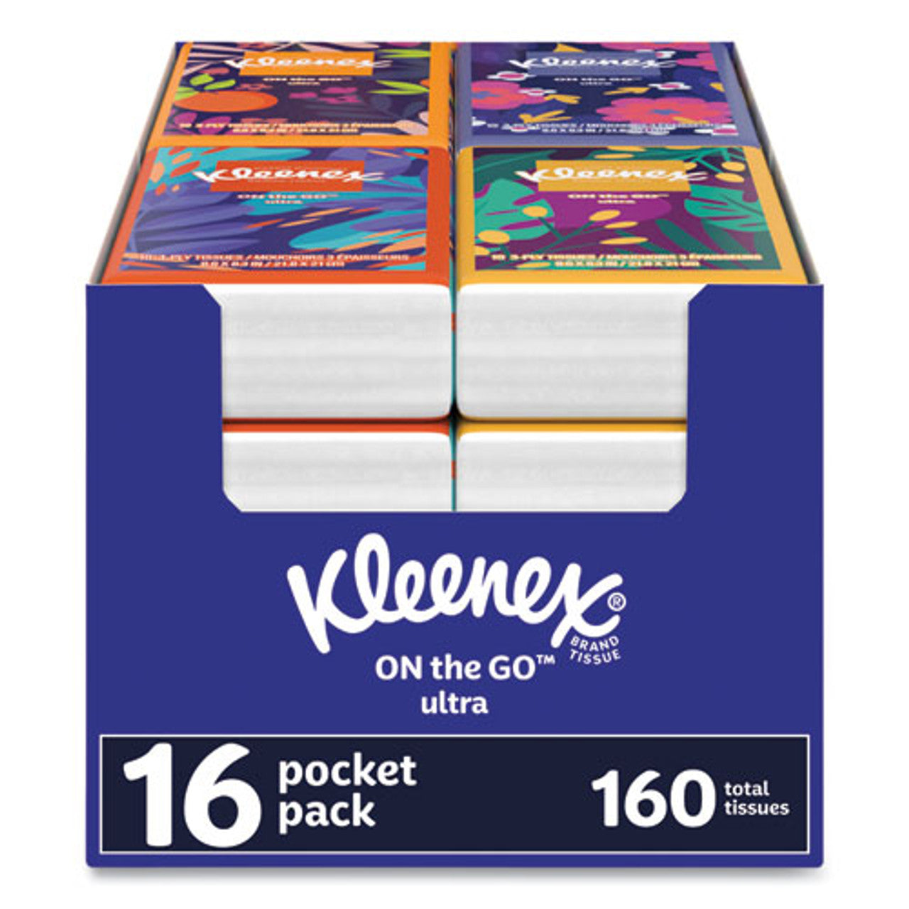 Kleenex On The Go Packs Facial Tissues, 3-Ply, White, 10/Pouch, 16