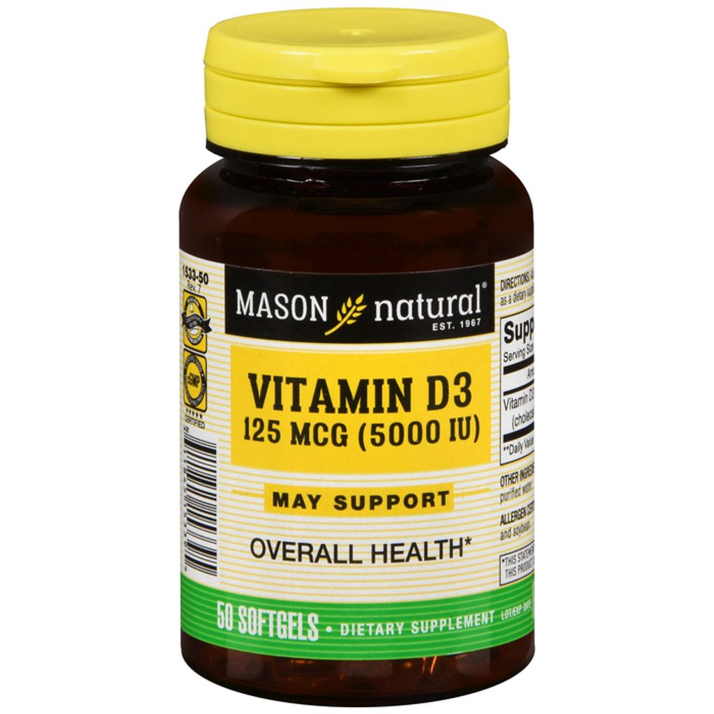 Mason Natural Advanced Vitamin D 5000 IU, 50 Softgels