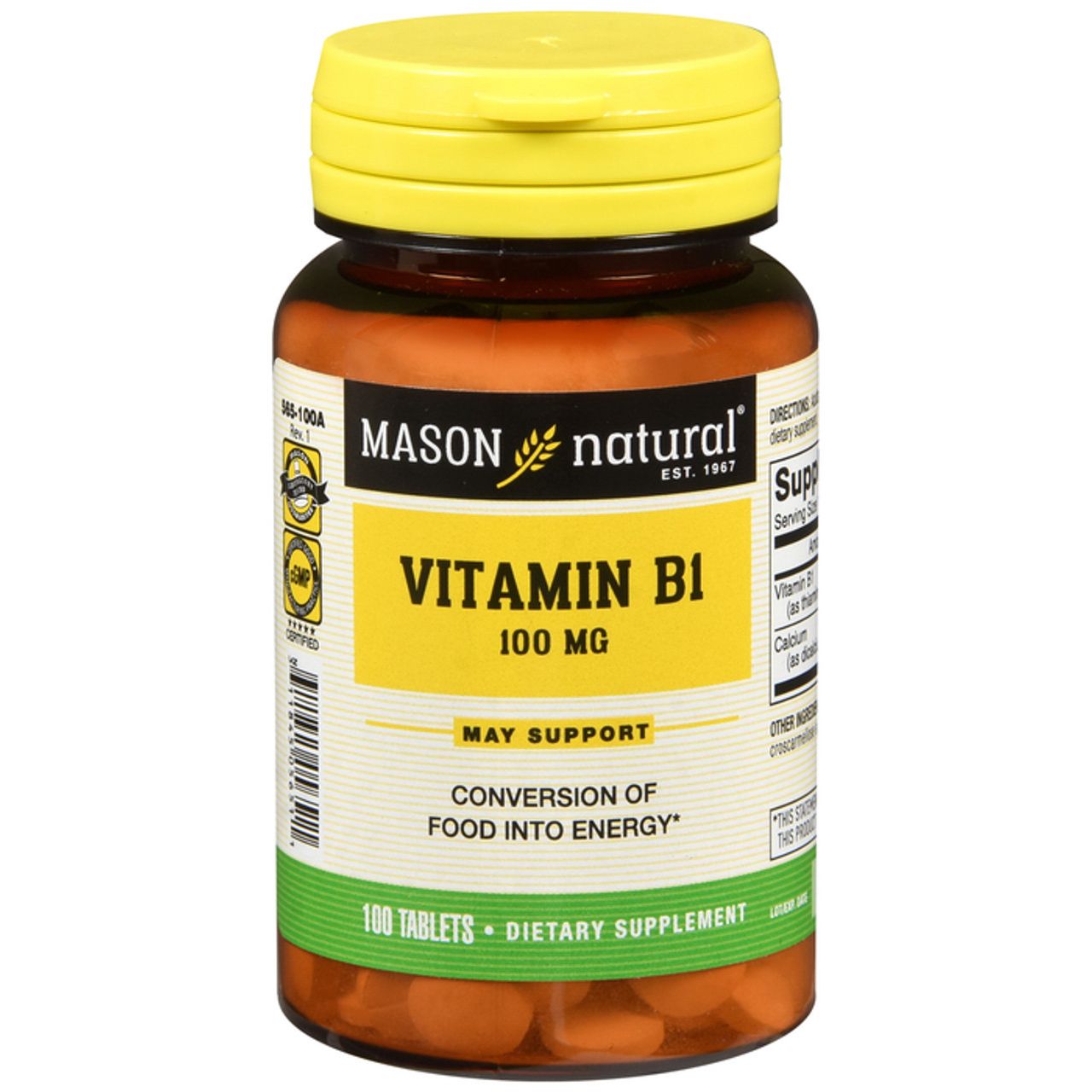 Mason Natural Vitamin B 1, 100 Mg, Tablets