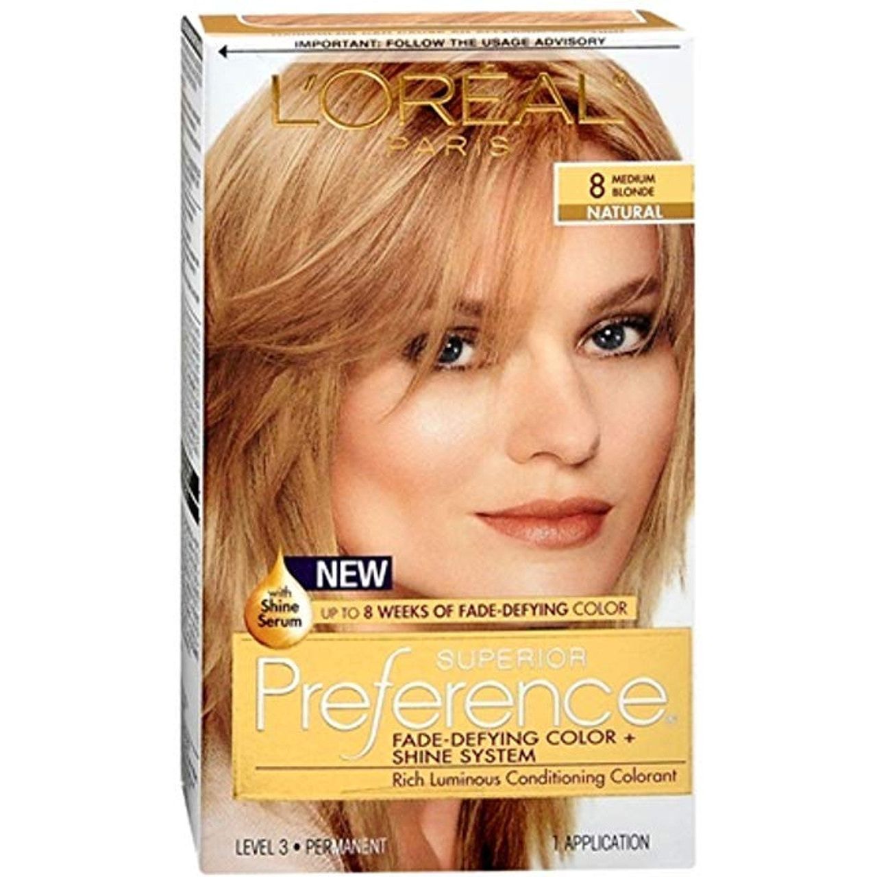 Superior Preference L'Oreal Paris Fade-Defying Shine Permanent Hair Color, 8 Medium Blonde, 1 Kit
