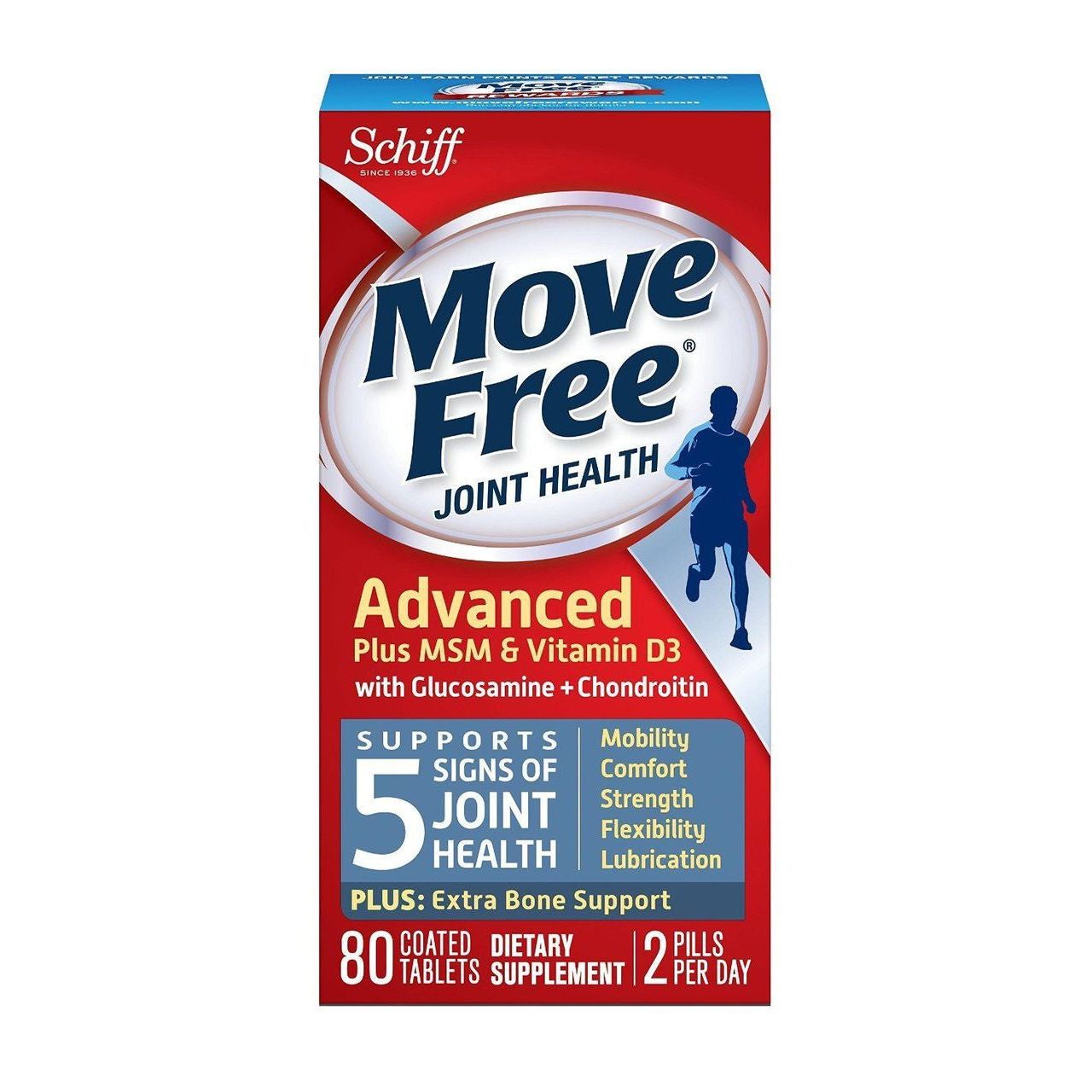 Move Free Joint Health, Advanced Plus MSM & Vitamin D3, Coated Tablets