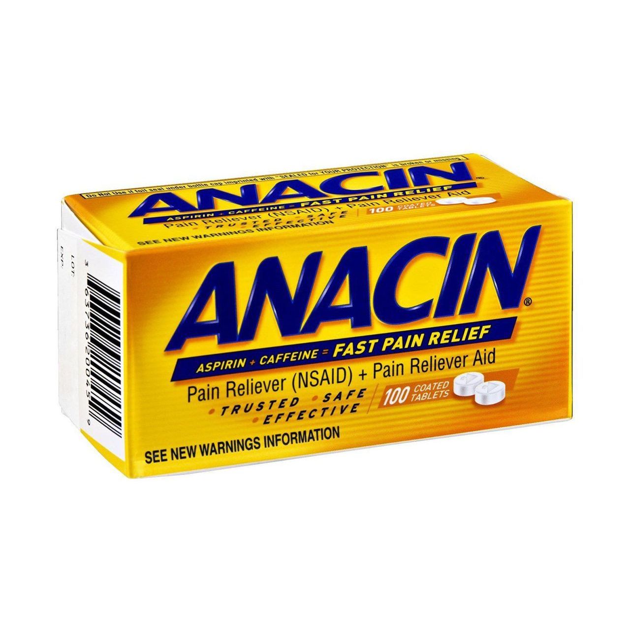 Anacin Aspirin 400mg Caffeine 32mg Pain Reliever & Aid Fast Relief Tablets 100ct