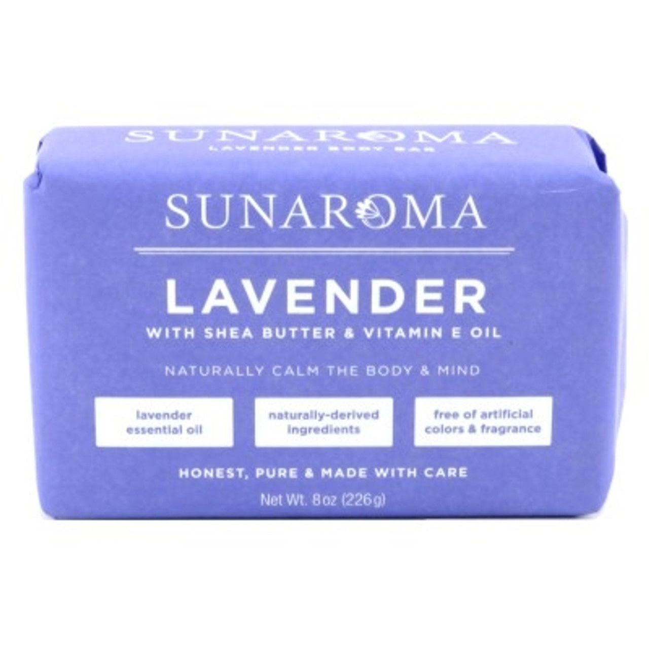 Sunaroma Lavender With Shea Butter & Vitamin E Oil Soap Bar 8 Oz