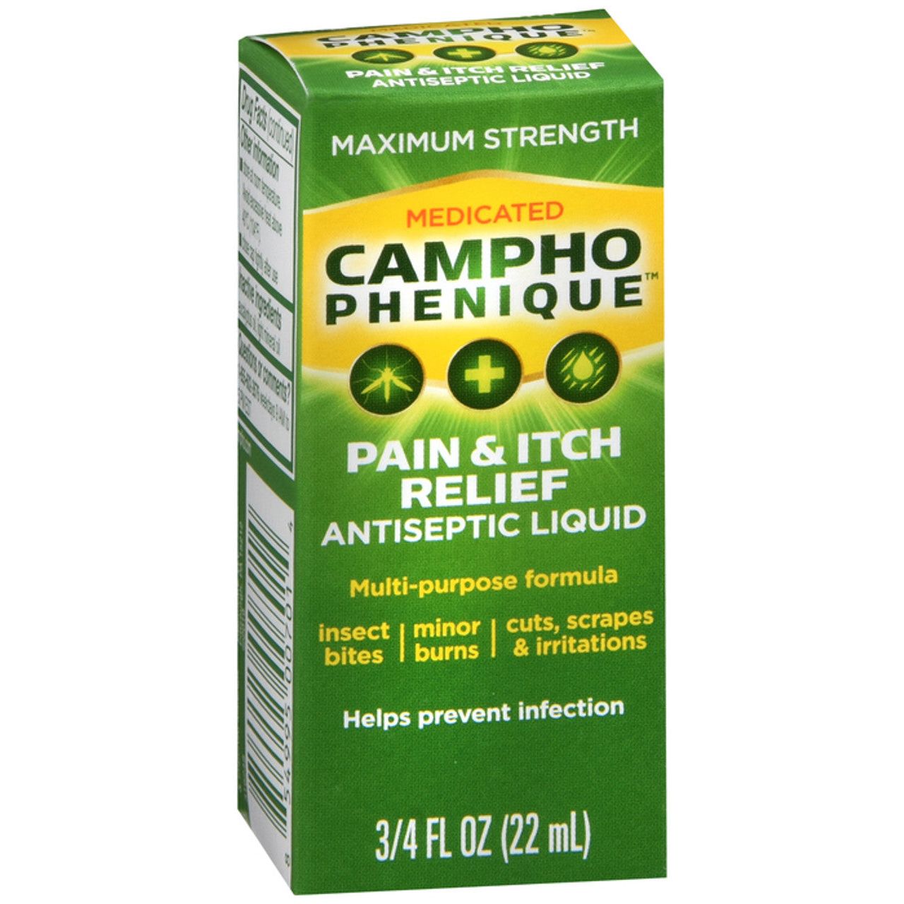 Campho Phenique Medicated Maximum Strength Pain & Itch Relief Antiseptic Liquid 0.75 Fl Oz
