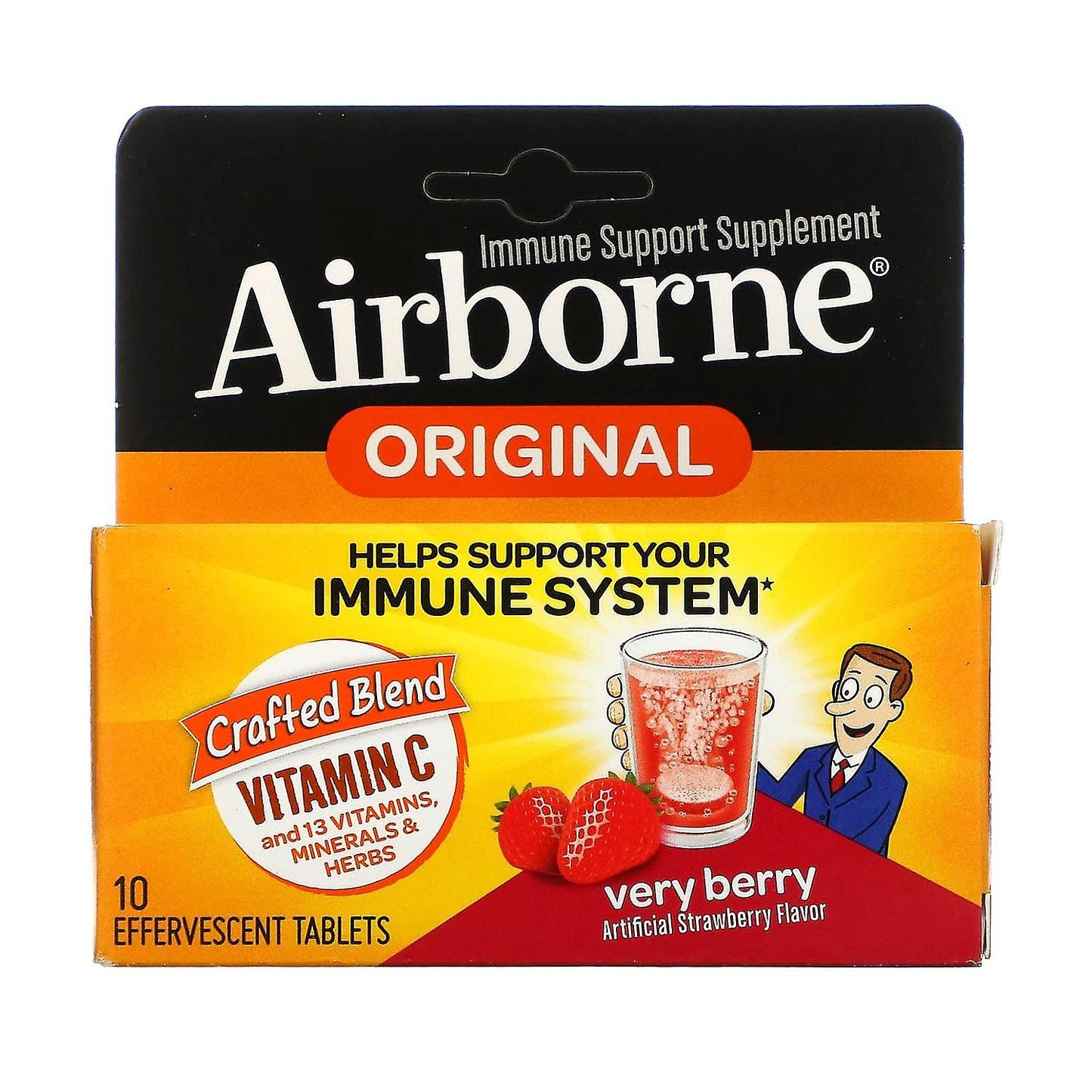 Airborne Very Berry Immune Support Supplement Original Effervescent Tablets
