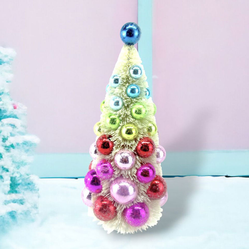 13" Rainbow Bottlebrush Ball Tree by December Diamonds
