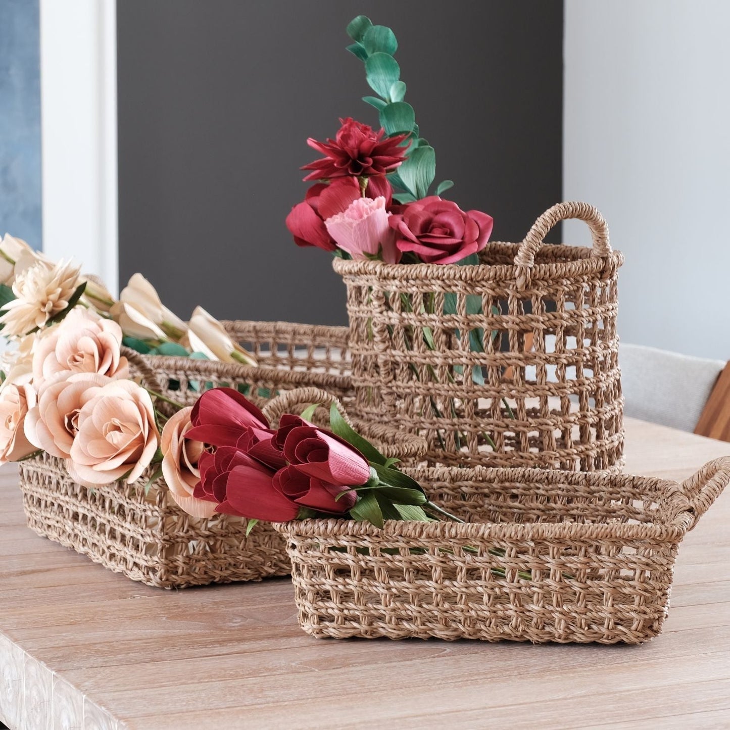 S/3 Open Weave Rectangular Trays