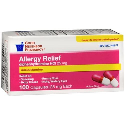 Good Neighbor Pharmacy Allergy Relief 25mg, 100 Capsules