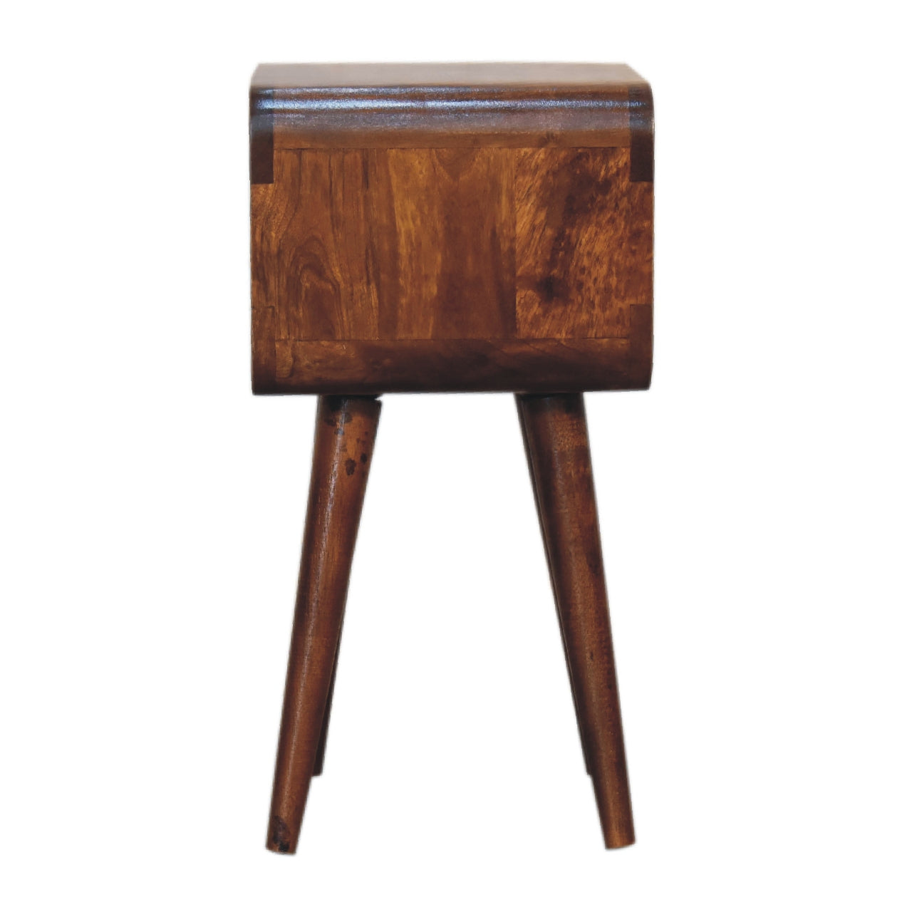 Solid Wood Mini Chestnut Curved Open Bedside Table