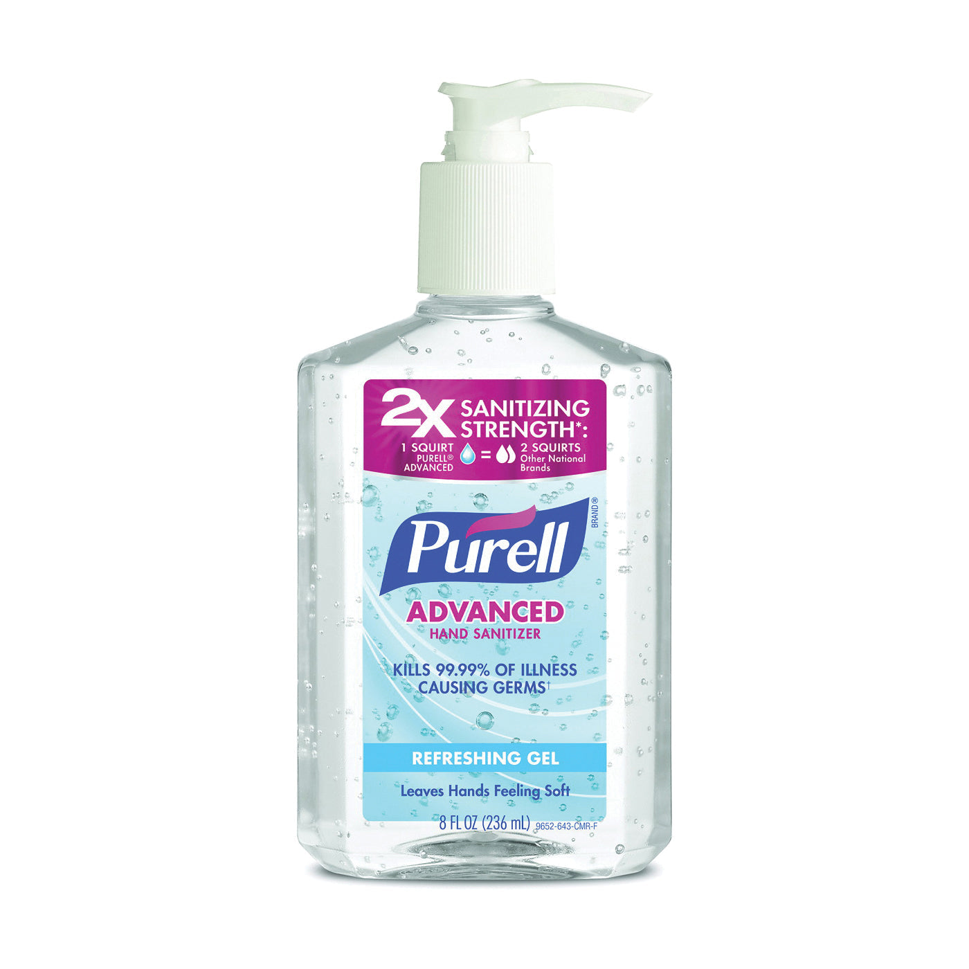 Purell Advanced Refreshing Gel Hand Sanitizer, 8 Oz Pump Bottle, Clean Scent