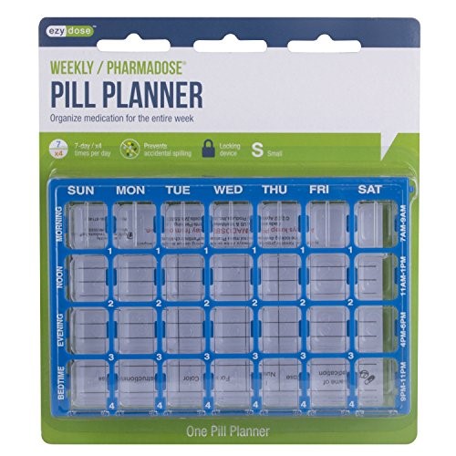 PHARMADOSE WEEKLY PILL PLANNER, 4-DOSE PER DAY (7 DAY/28 COMPARTMENTS)
