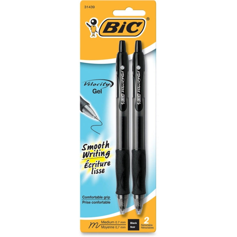 BiC Gel-ocity Medium Point 0.7 Mm Retractable Gel Pen 2/Pack - Black
