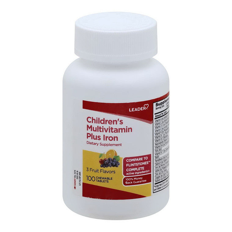 Leader Children's Multivitamin, Plus Iron, 3 Fruit Flavors, Chewable Tablets