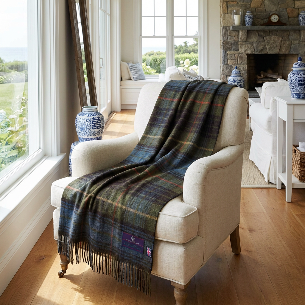 Highland Tweeds Shetland Lambswool Throw - Antique Hunting Stewart