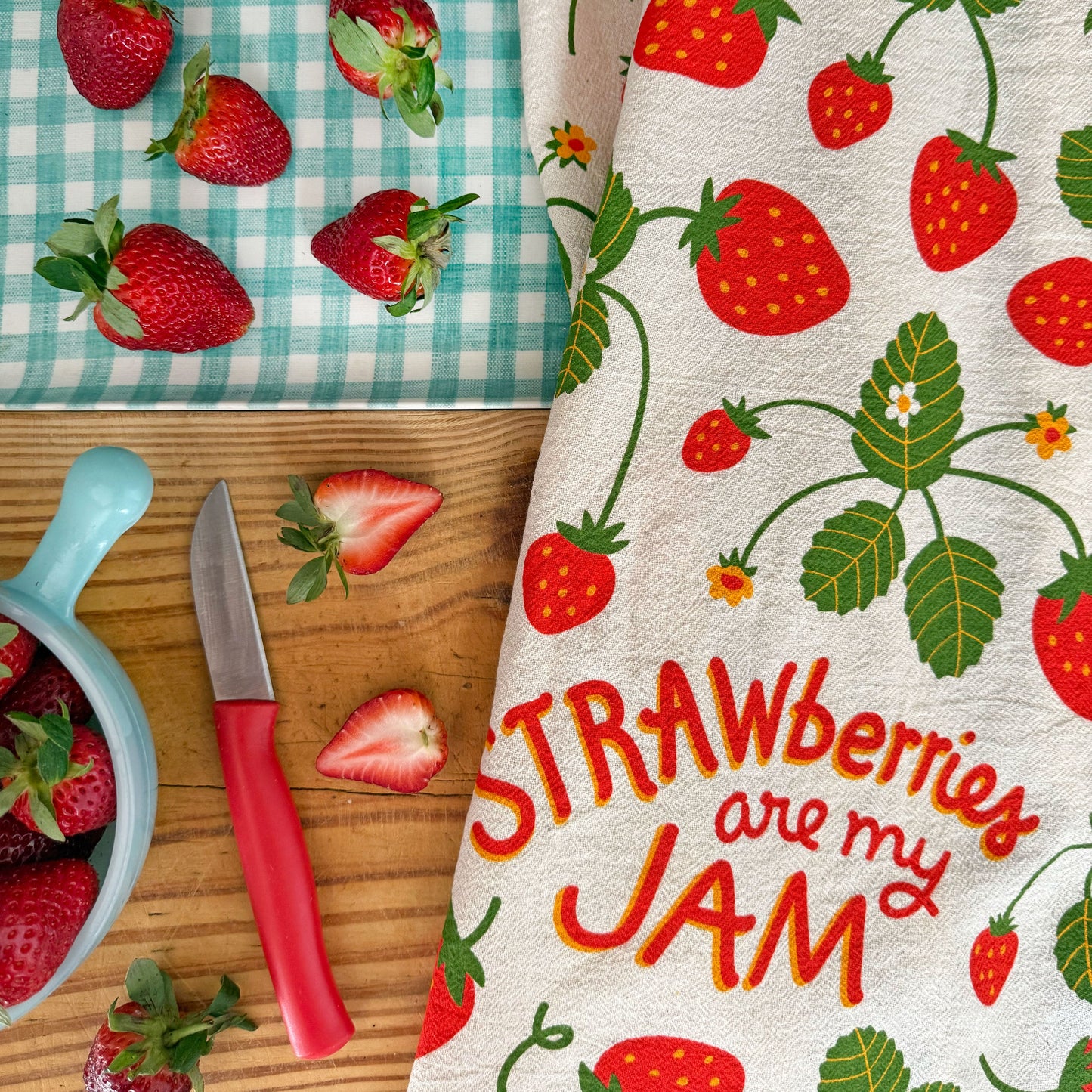 Strawberry Dish Towel + Sponge Cloth Gift Set