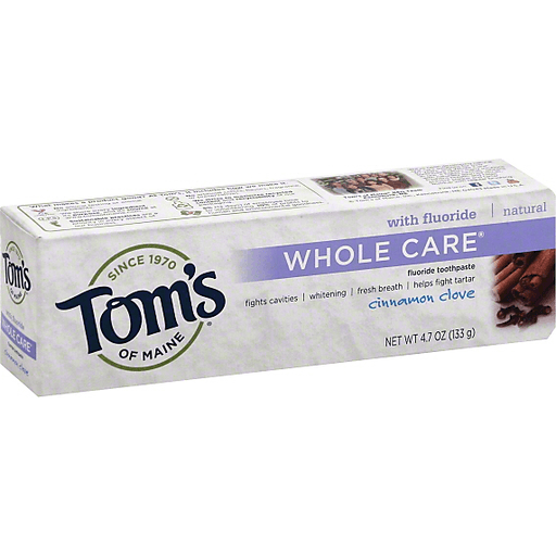 Tom's of Maine Whole Care Natural Fluoride Toothpaste, Cinnamon Clove - 4.7 Oz