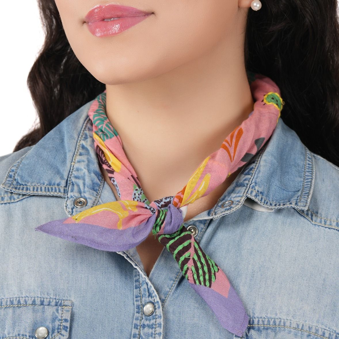 Tropical Paradise Cotton Bandana - Pink Daisy