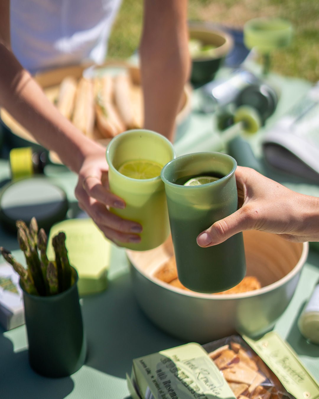 sage + olive | stegg | silicone unbreakable highball glasses
