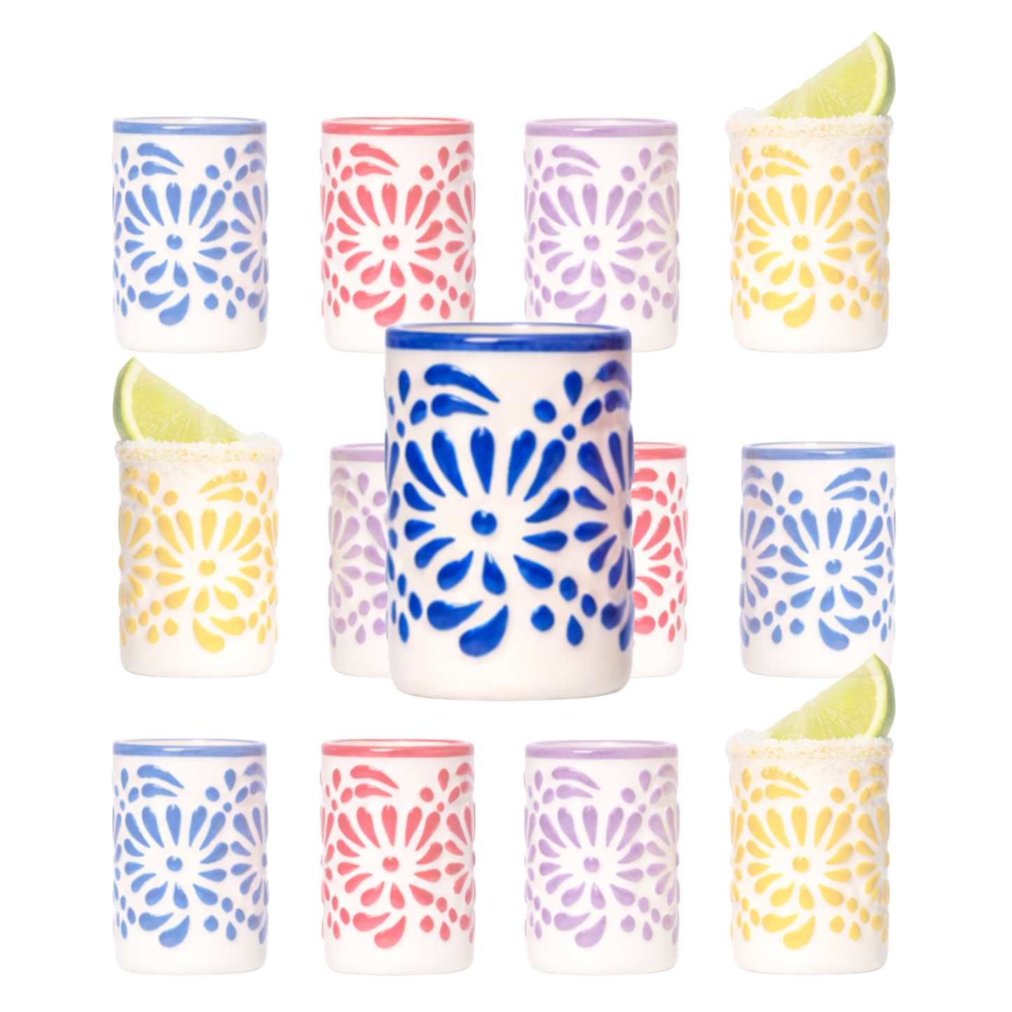 Tiki Blossom Ceramic Shot Glasses (3oz)