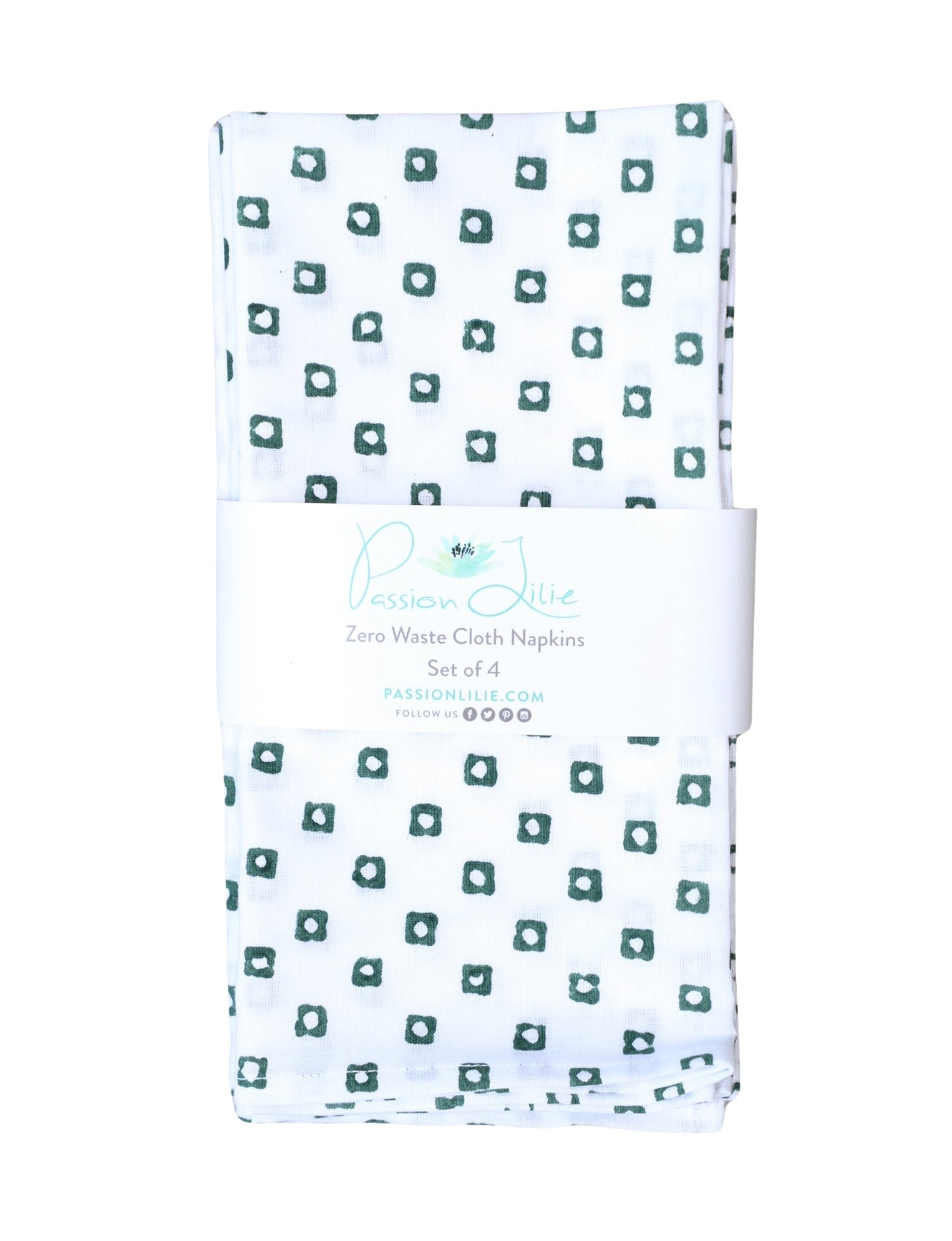 S/4 Cloth Napkins - Green Squares