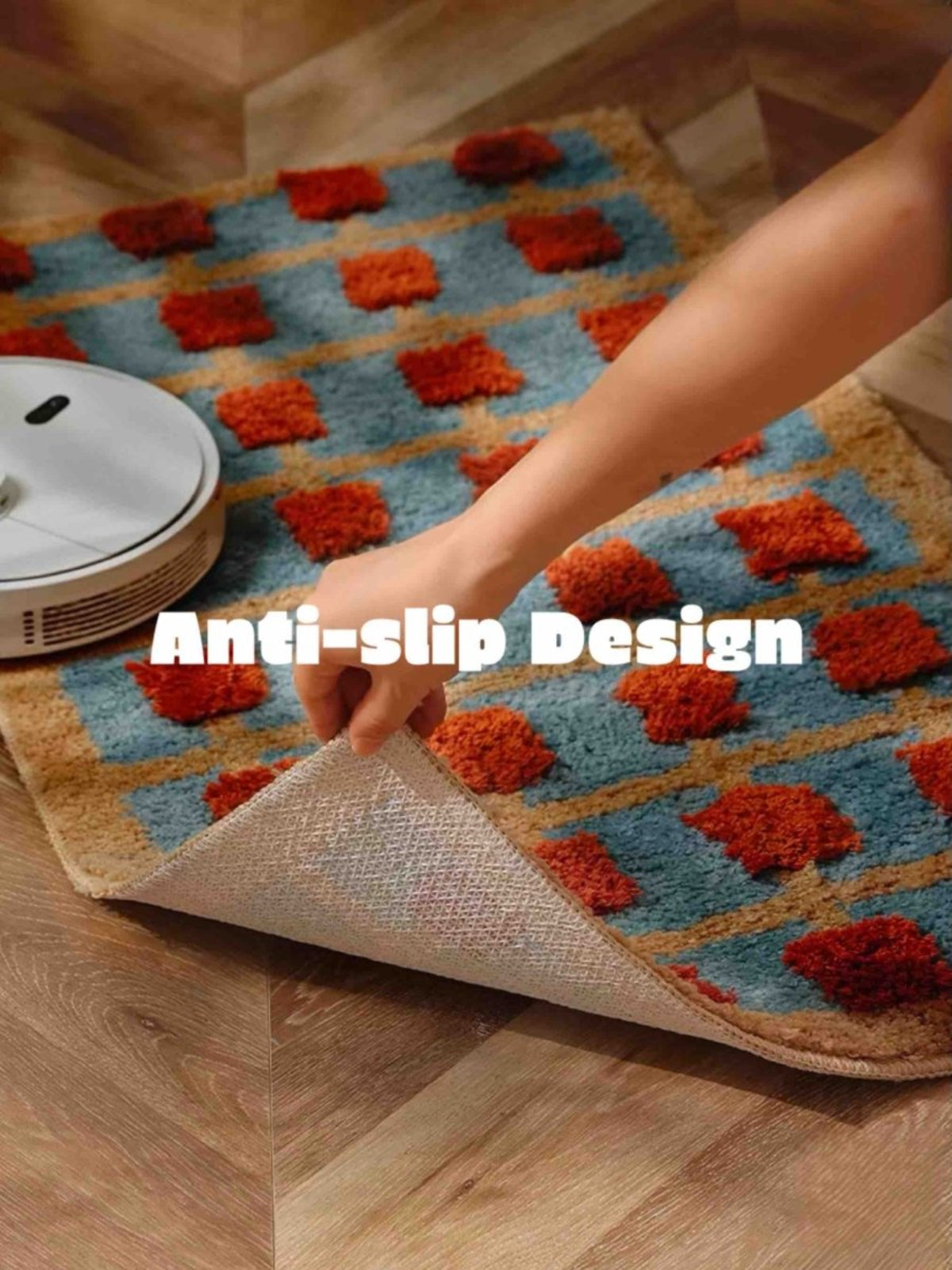Ultra Soft Retro Whimsical Grid Bath Rug
