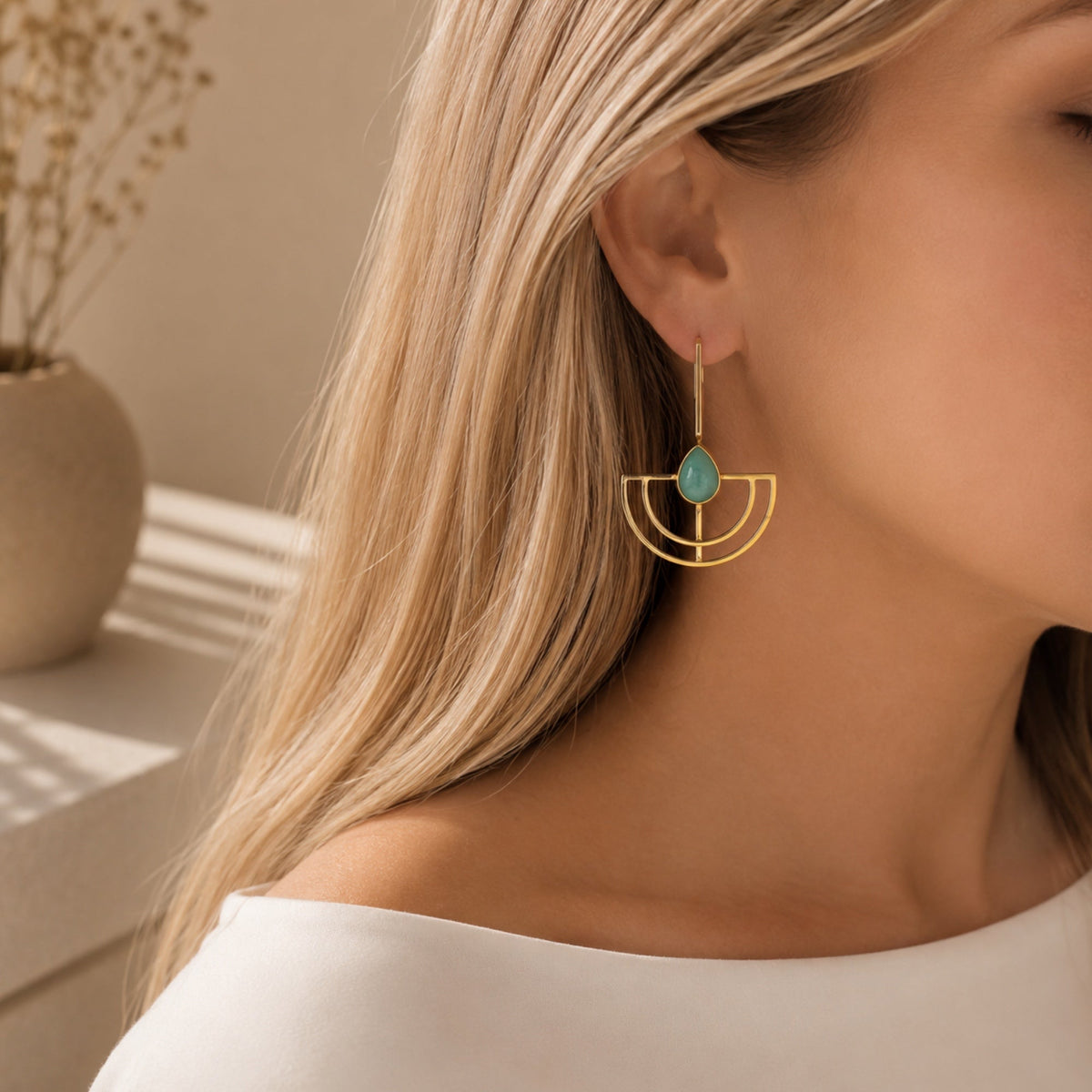 Karpuz Aqua Chalcedony Earrings