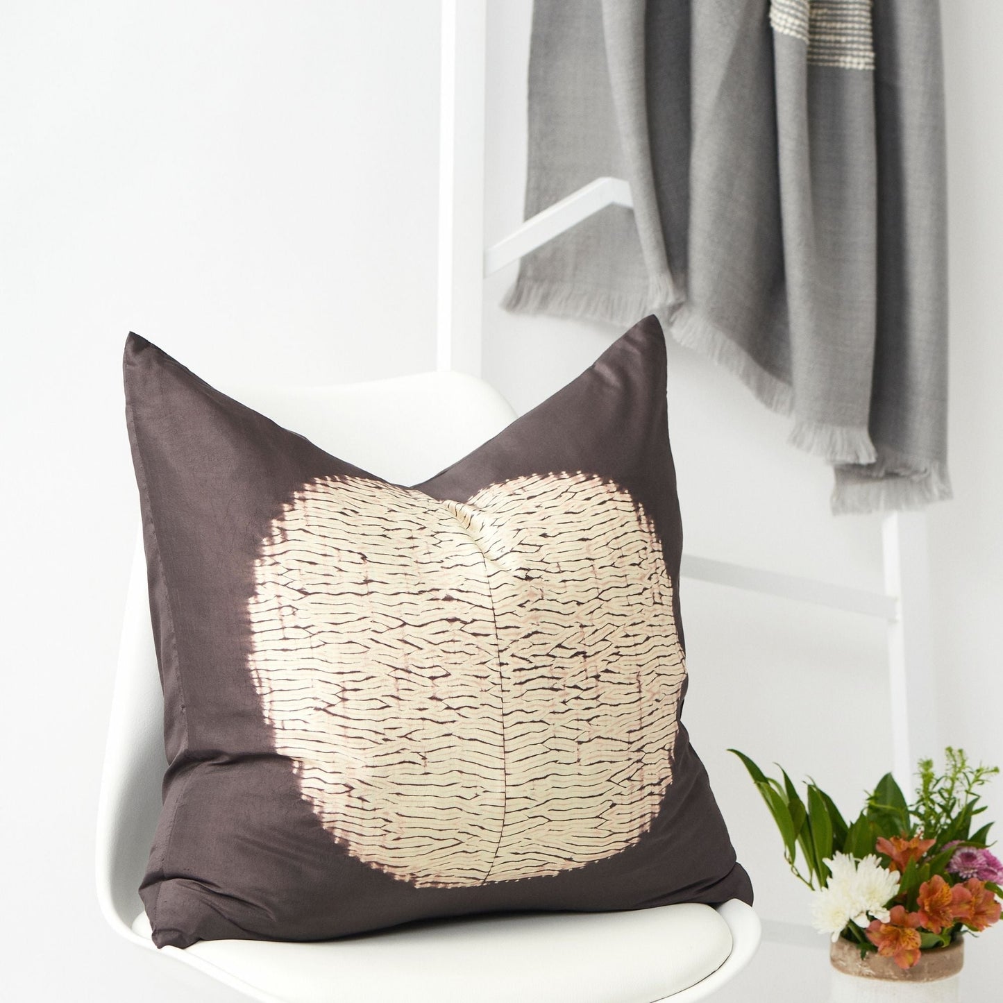 Shunya Black Handcrafted Shibori Print Mulberry Silk Pillow