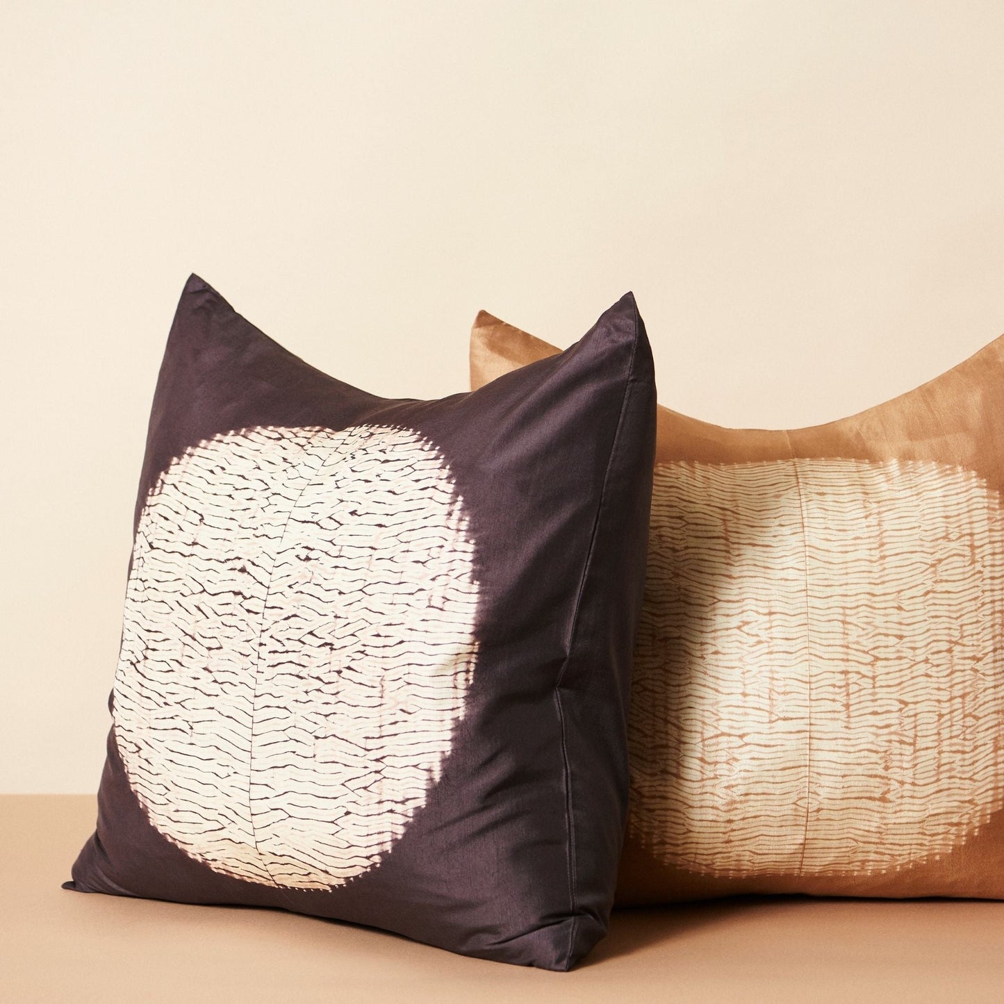 Shunya Gold Handcrafted Shibori Print Mulberry Silk Pillow