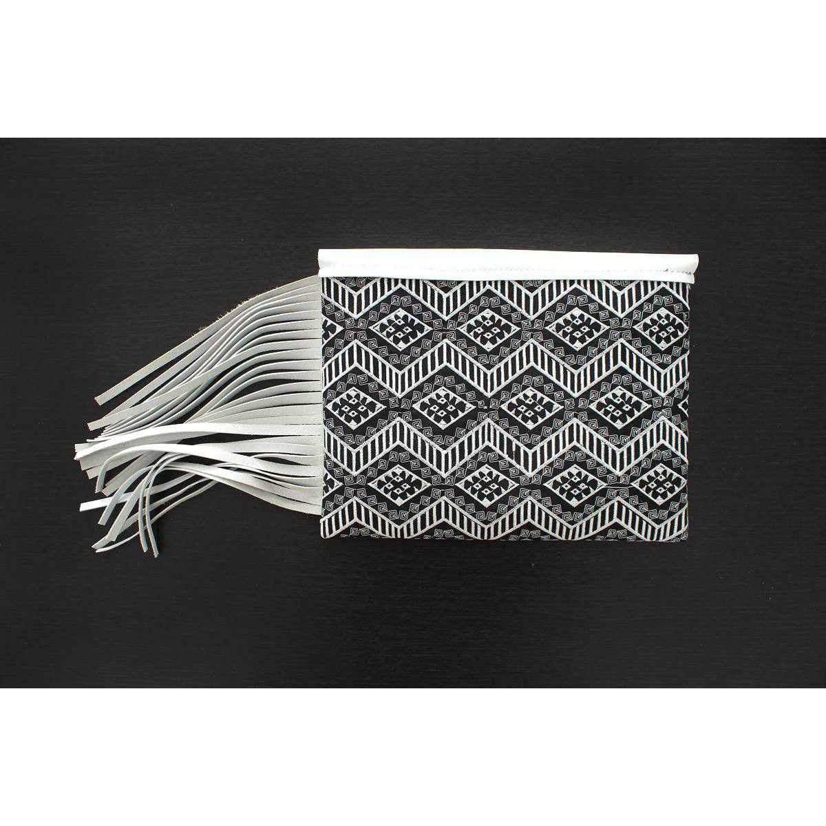 Darma Embroidered Clutch with Leather Fringe - Thailand